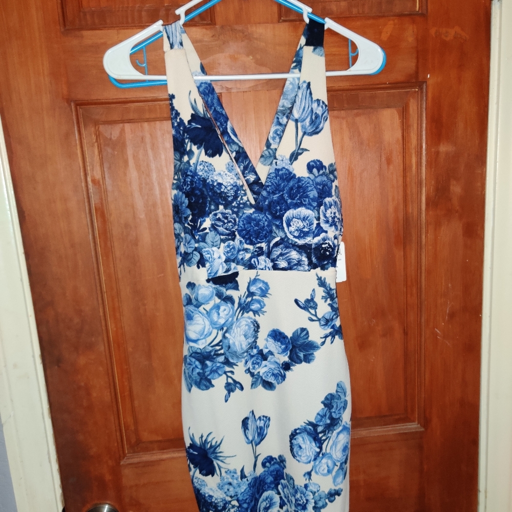 Windsor dress, blue and white floral M